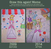 Princess Peach comes to town - Draw it again Meme