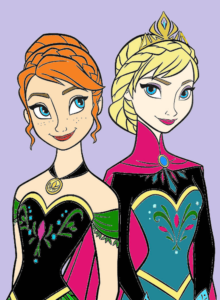 Anna And Elsa In Coronation Dress By ElemenThalia On DeviantArt anna-and-elsa-in-coronation-dress-by-elementhalia-on-deviantart