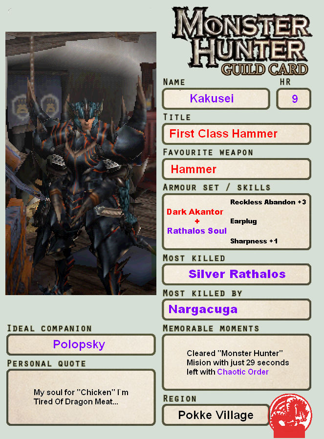Guild Card Monster Hunter Guild Card by Dunpeil on DeviantArt