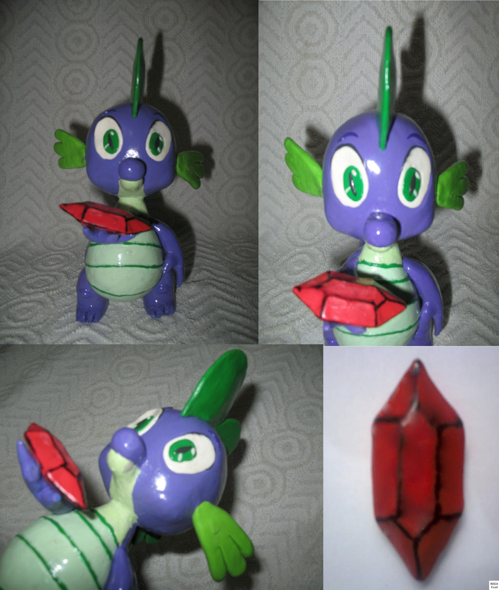 Spike from MLP made with clay (with a gem)