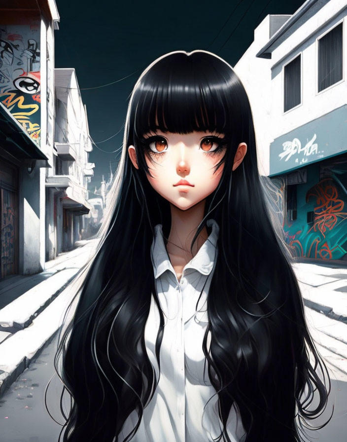 Lexica - Cute anime girl long hair