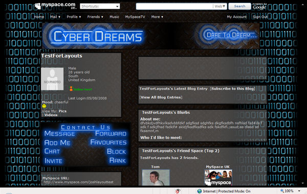 Cyber Dreams MySpace Layout by PixorDesign on DeviantArt