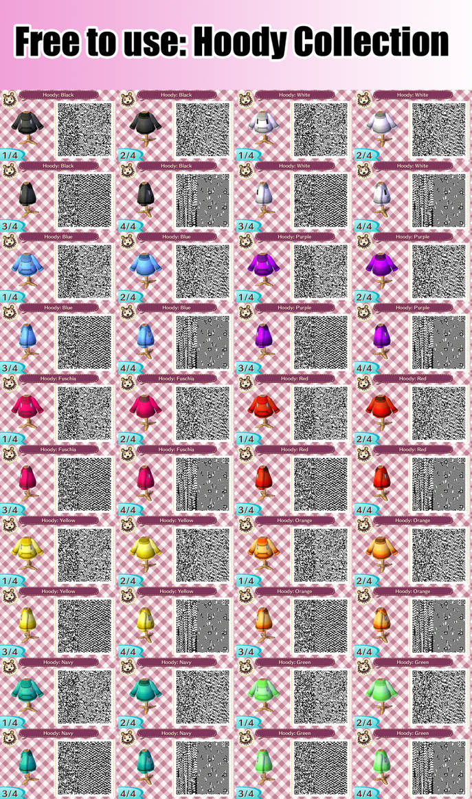 Animal Crossing QR Codes: Hoody Colors Collection by ...