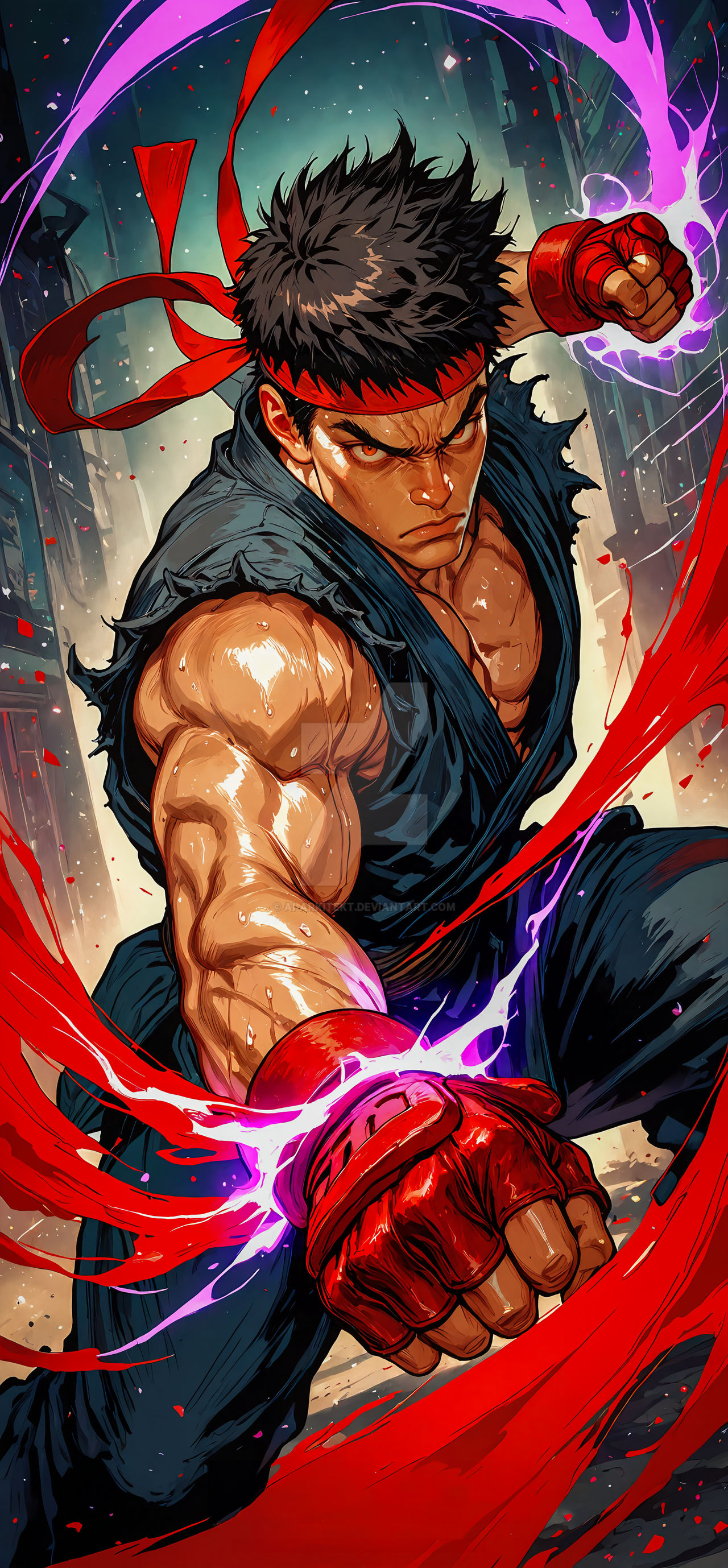 80s Ryu Dark ryu -phone wallpaper- by AI-Arkitekt on DeviantArt