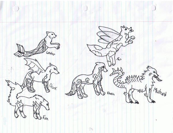 Elemental Wolves by mosstalon89 on DeviantArt
