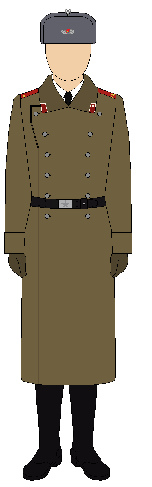 Red Army Artilley Soldier in Battle-greatcoat.