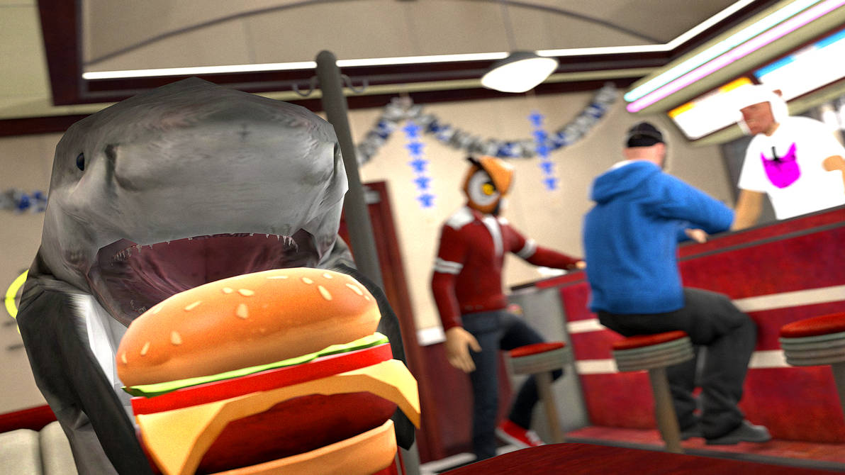 Shark Eating A Cheeseburger by TheGlassEmperor on DeviantArt