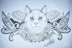 cat tattoo wings 
