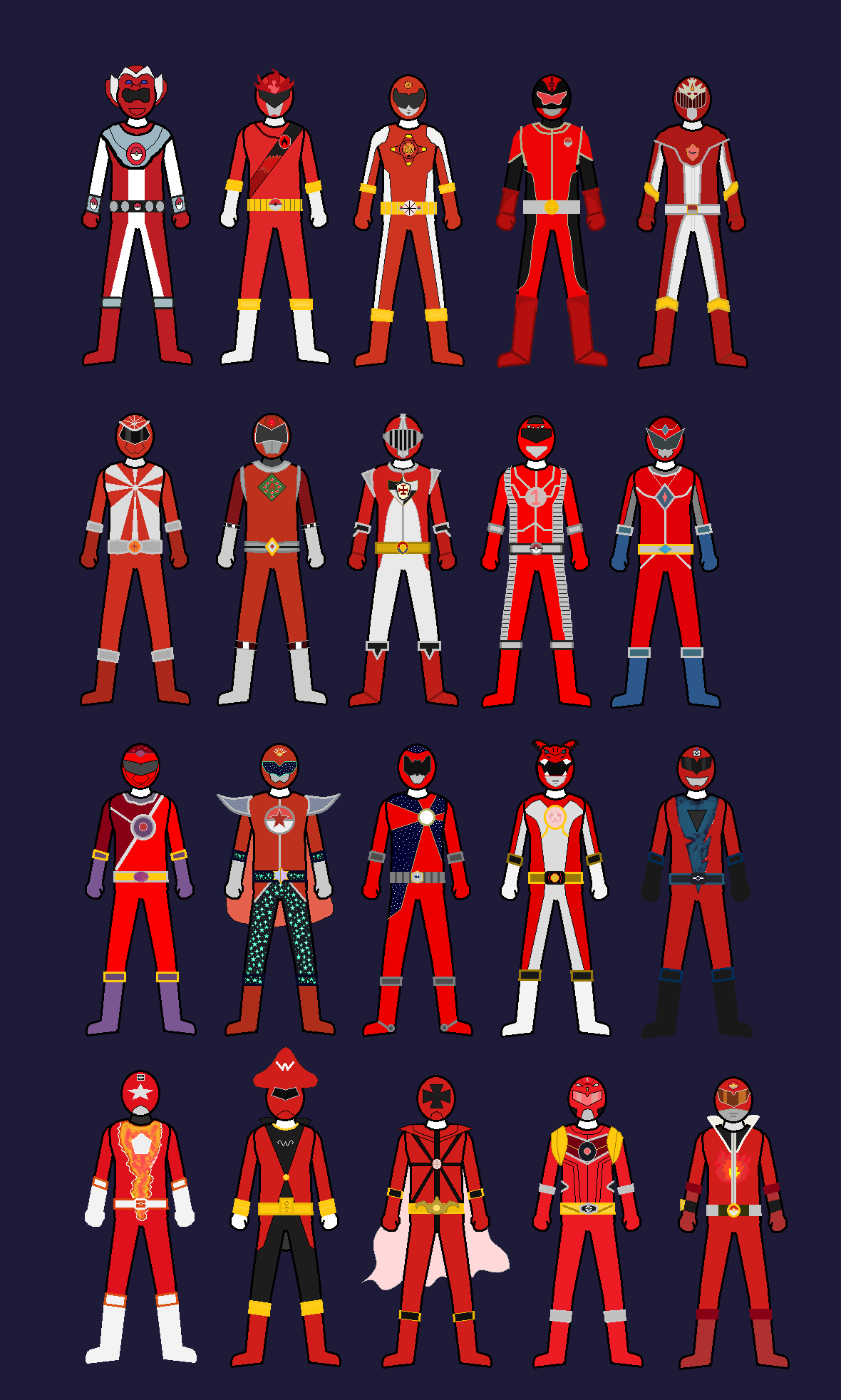 All Red Rangers by Pokerangerfun98 on DeviantArt