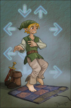 Link plays DDR