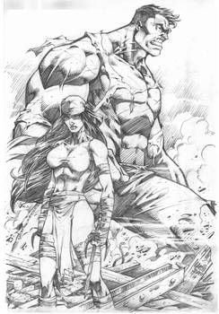 Elektra and Hulk