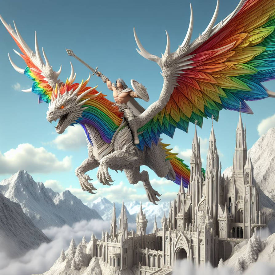 Warrior Riding Rainbow Dragon by BadgerCMYK on DeviantArt