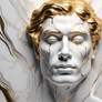 Man in White Marble With Gold Streaks