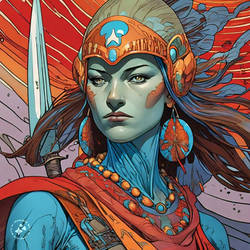 Lady Warrior, style of Moebius