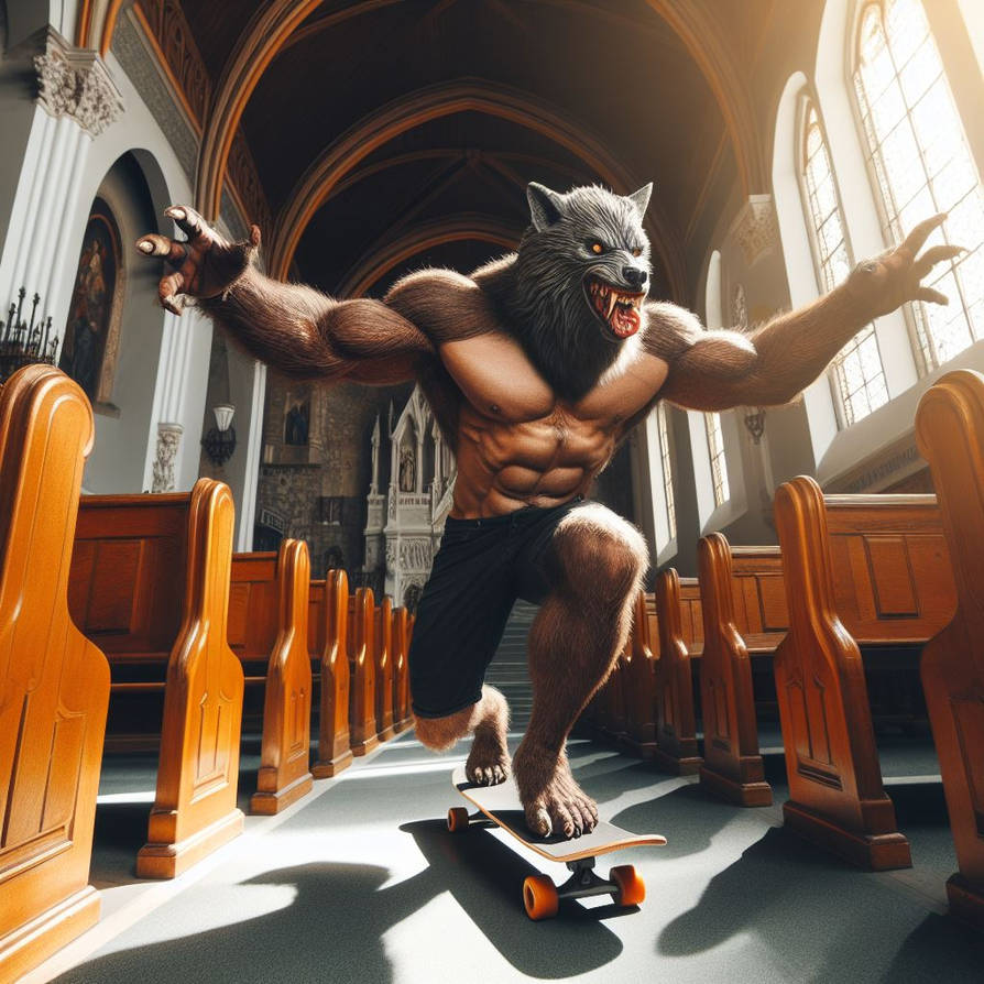 Werewolf Skateboarding in Church by BadgerCMYK on DeviantArt