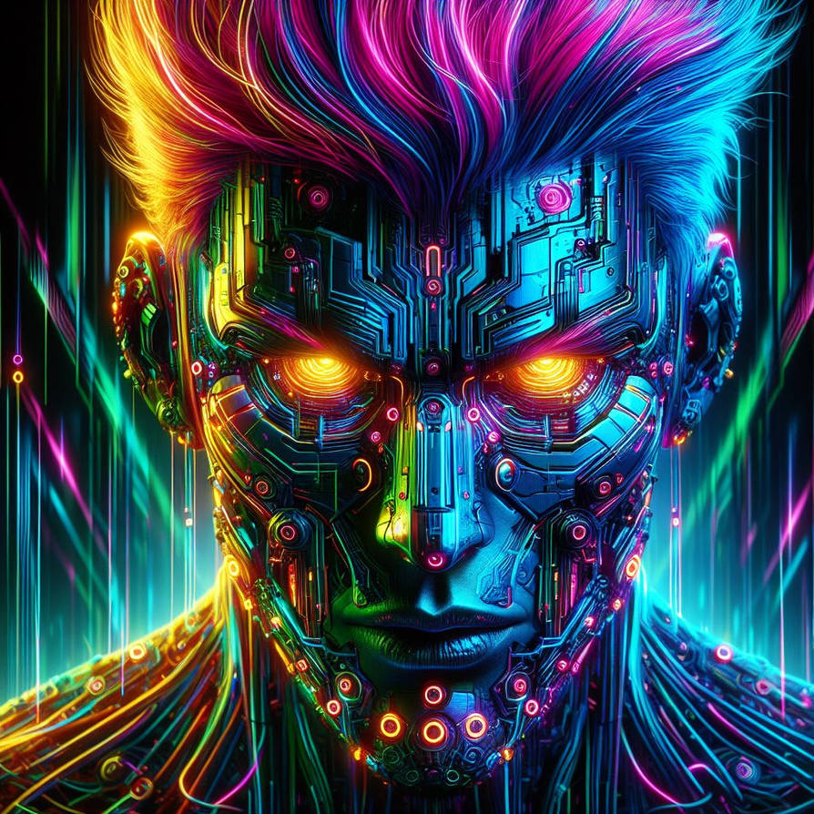 Menacing Android Man with Pink Hair by BadgerCMYK on DeviantArt
