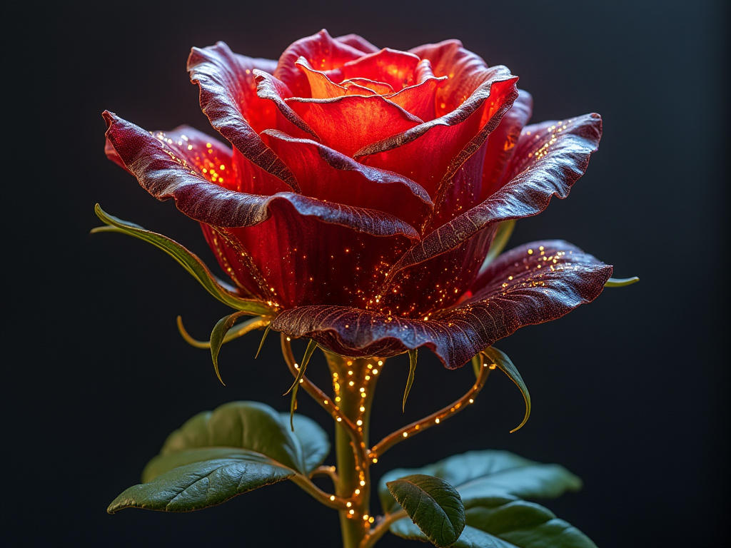 Red rose with LED micro lights by BadgerCMYK on DeviantArt