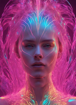 Prismatic Bioluminescent Fusion Woman