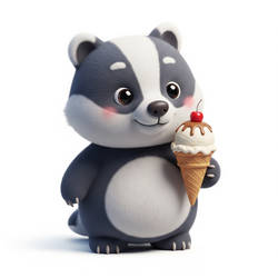 Badger eating ice cream cone