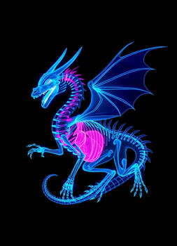 Create a futuristic X-Ray scan of a Dragon