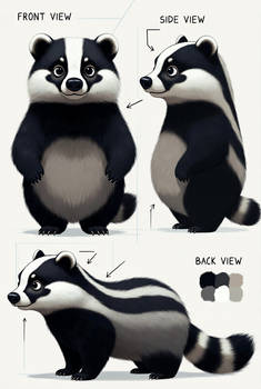 Badger cartoon Charachter sheet