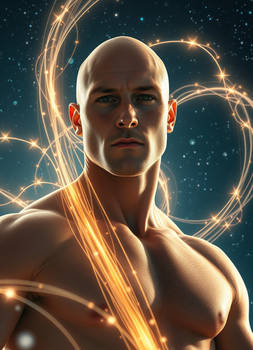 bald muscular man captured in Celestial Light