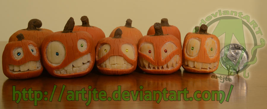 hand carved Small Pumpkins by artjte