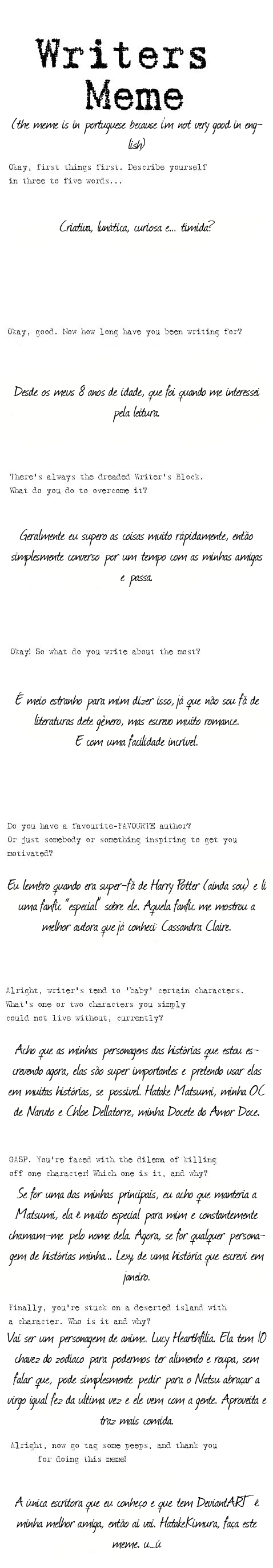 Writer's Meme by HatakeMatsumi on DeviantArt