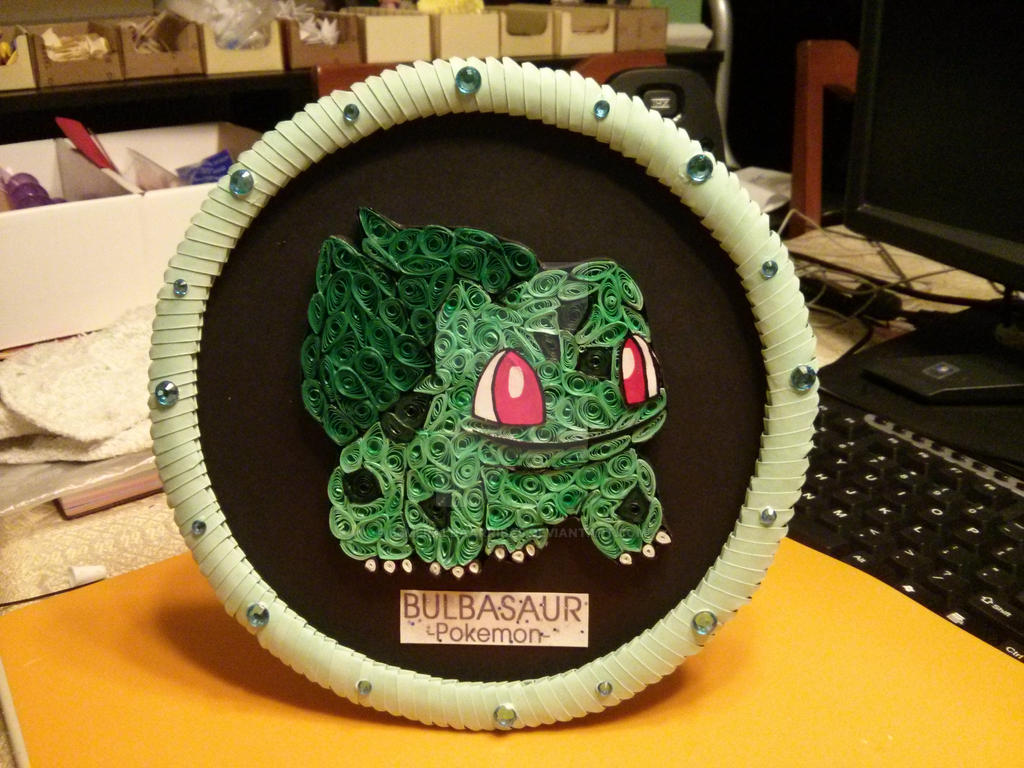 BULBASAUR POKEMON QUILLING AND 3D ORIGAMI.