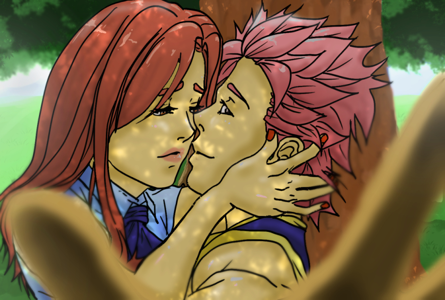 Natsu x Erza kiss