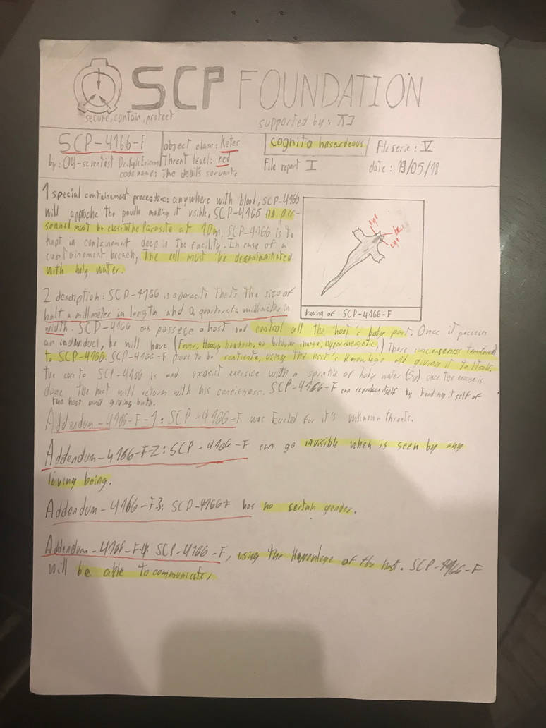 Scp Logs Note Here is another one SCP-Fanmade by LonydaceKB on DeviantArt