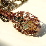 Multicoloured seaglass wirework pendant necklace by Cre8tivedesignz