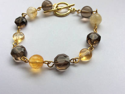 Citrine and smoky Quartz gemstone bracelet