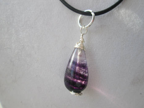 Purple fluorite gemstone drop pendant necklace