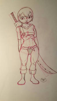 warrior girl sketch