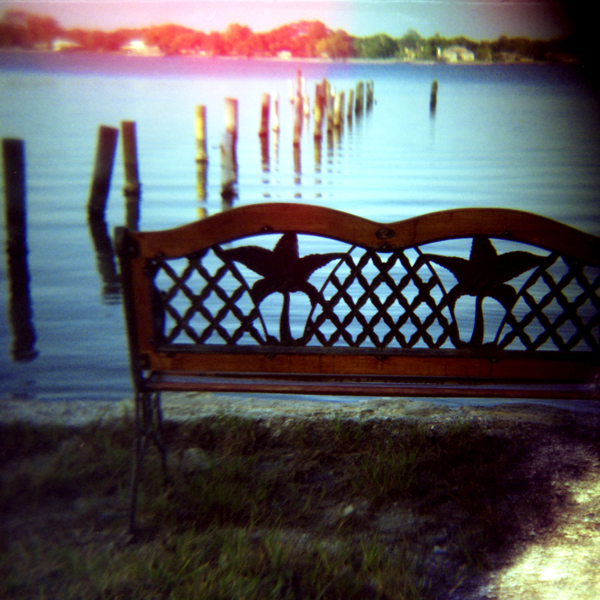 bench by a river