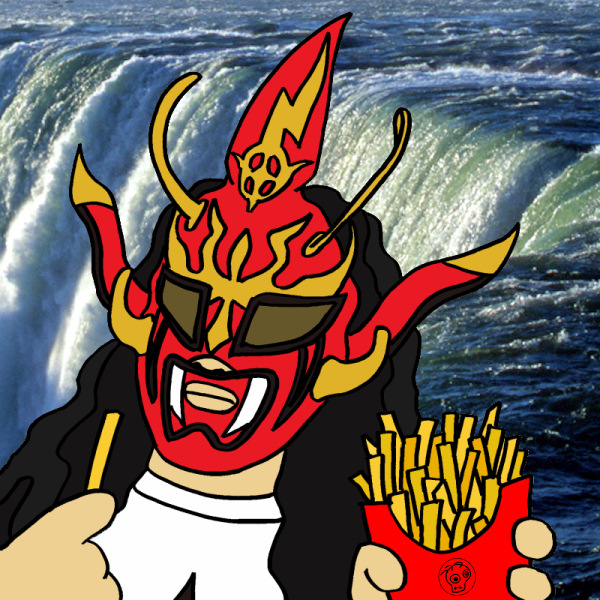 Jushin Liger Eating French Fries At Niagara Falls