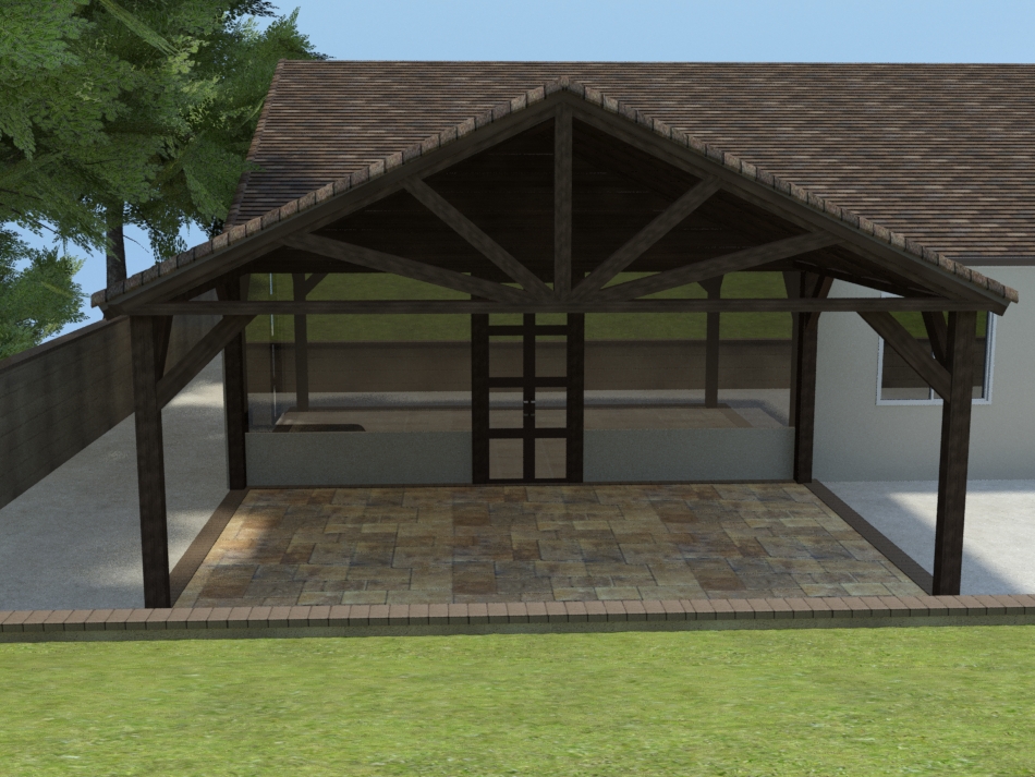 Client Backyard Patio Installation 3D Render