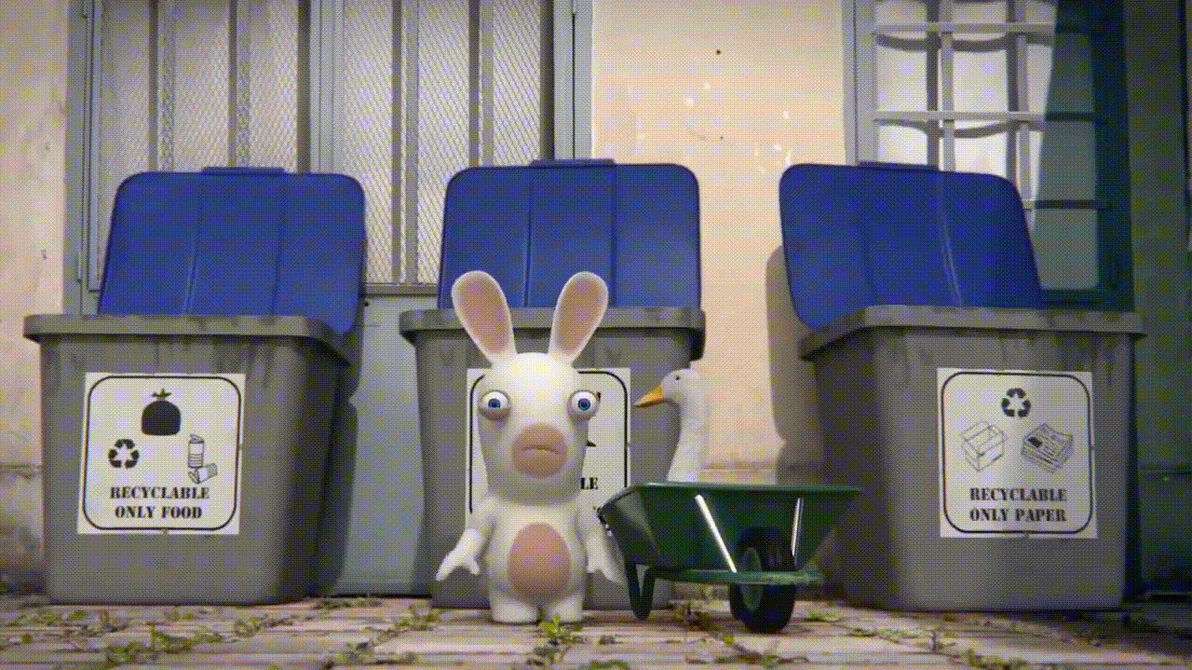 (GIF) A Rabbid Screaming With The Recycle Bins by g4merxethan on DeviantArt