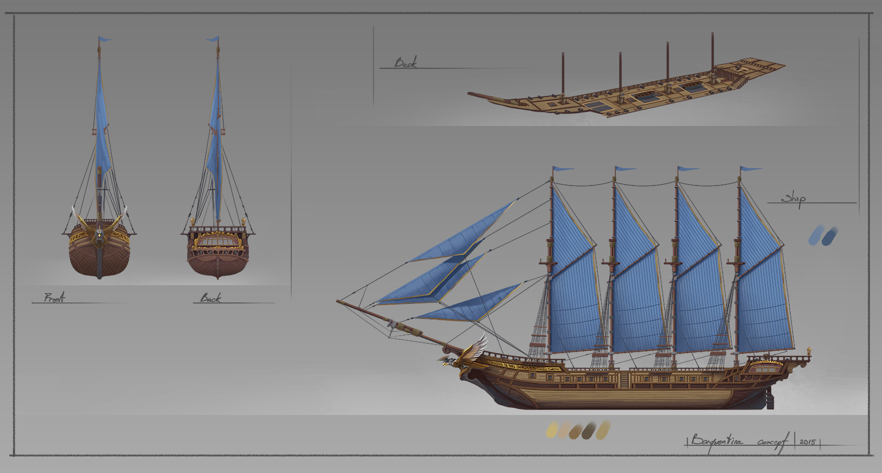 Barquentine. Concept Ship.