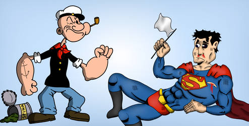 Popeye vs Superman by clinteast