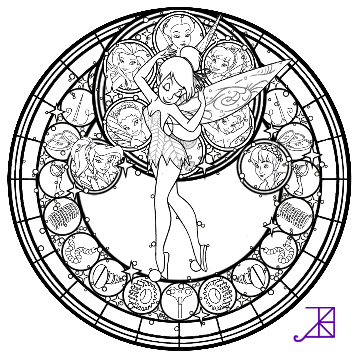 Disney Fairies Stained Glass -line art-