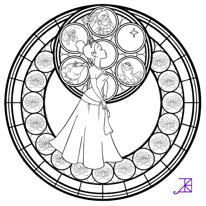 Tiana Stained Glass -line art-