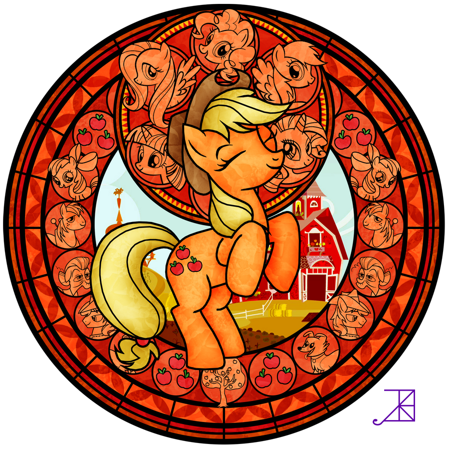 Stained Glass: Applejack -better- by Akili-Amethyst