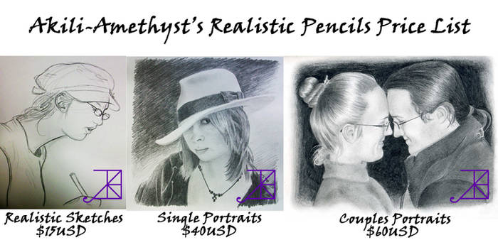 Realistic Pencil Portraits Price List -Sept 2012-