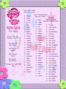 My Little Pony Name Game -for Fillies-