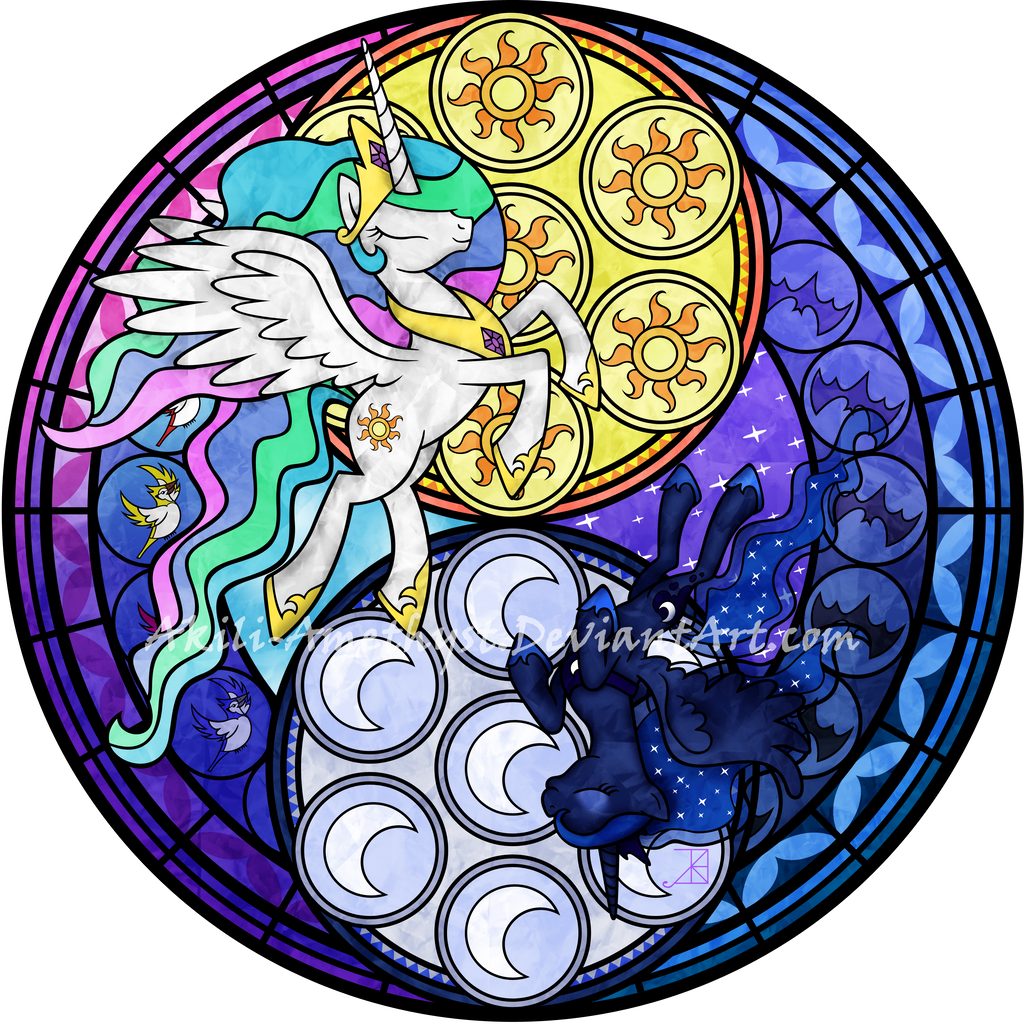 Stained Glass: Sunrise-Moonrise -Vector- -Recolor- by Akili-Amethyst
