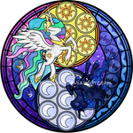 Stained Glass: Sunrise-Moonrise -Vector- -Recolor-