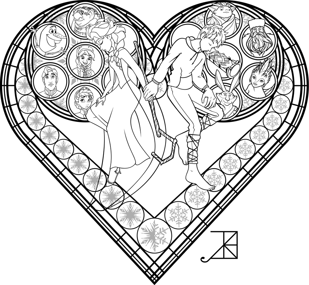 Stained Glass Coloring Page: Frosted Love