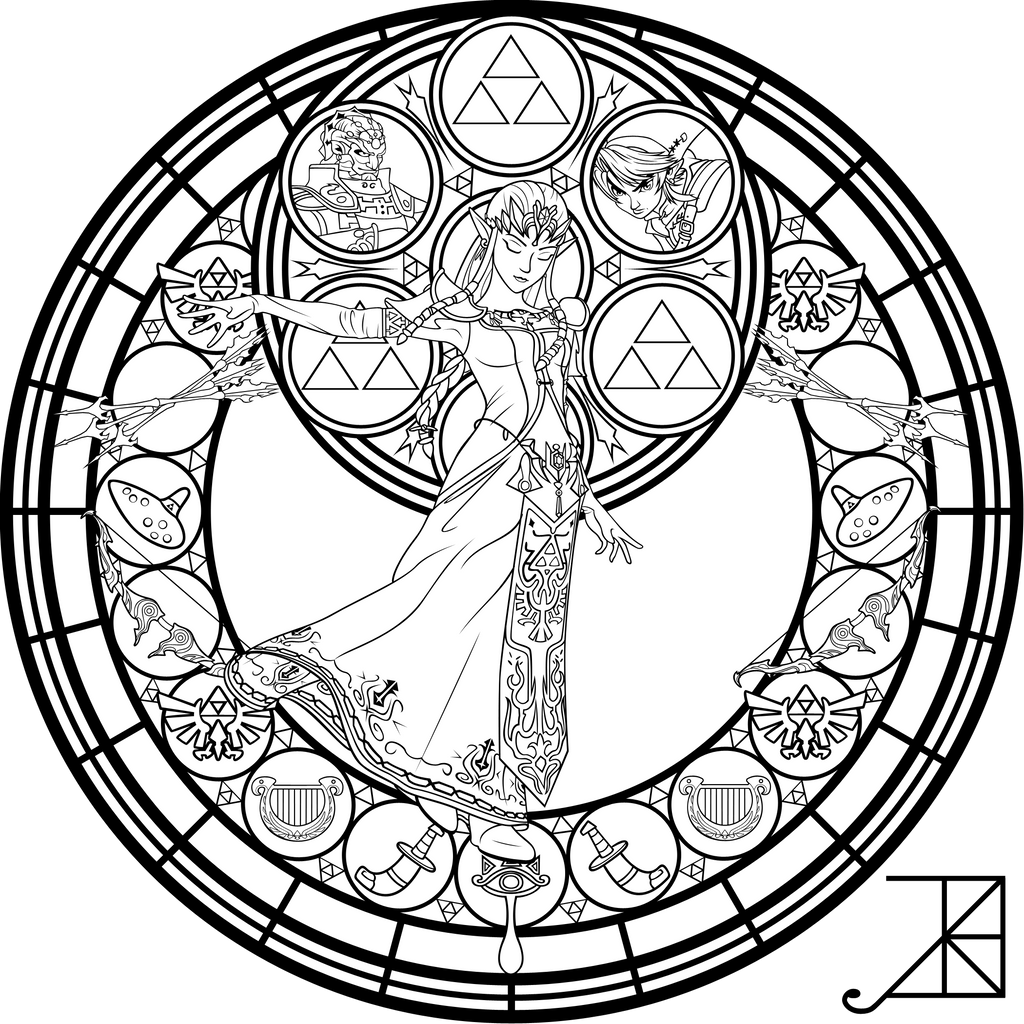 Stained Glass: Zelda -coloring page-
